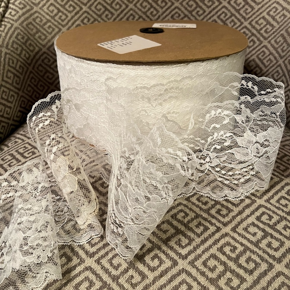Vtg. Klauber Brothers NY Chic White Lace Trim. 100 Plus Yard Roll for sale.